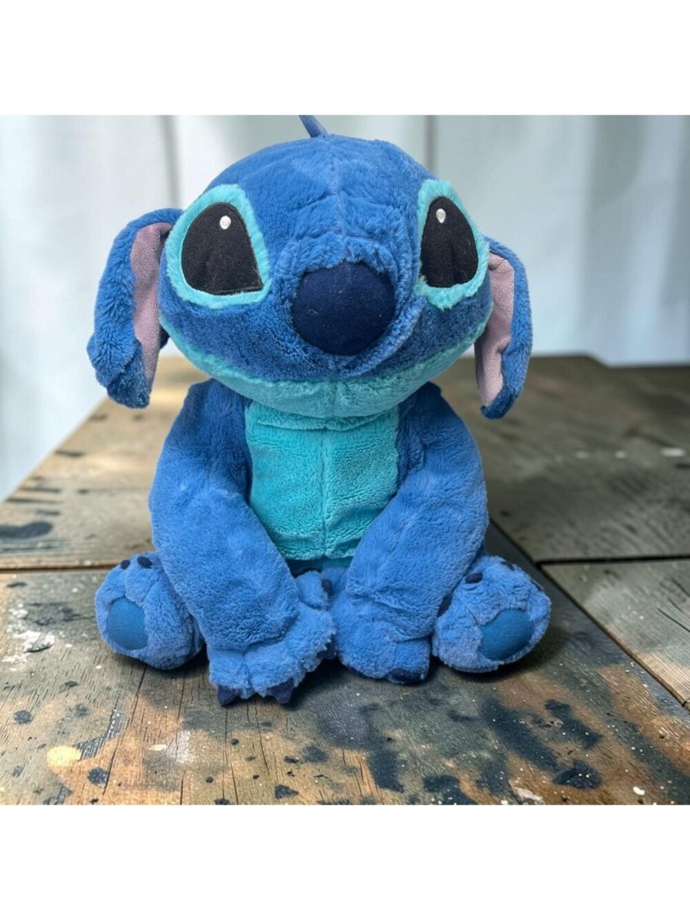 Disney Parks Large Stitch Plush Toy 17" x 8" Blue & Teal Soft Stuffed Animal